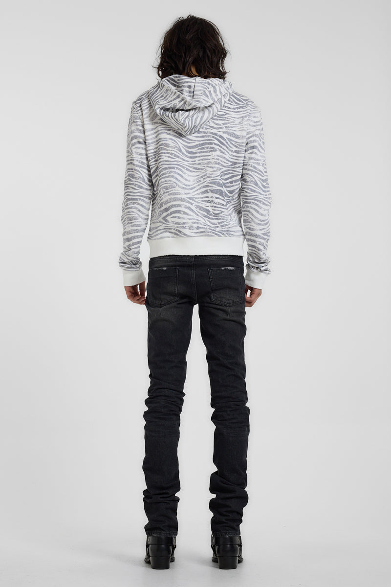 Distressed Zebra Print Hoodie
