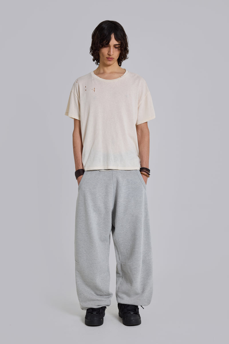 Grey Marl Cuffed Baggy Monster Joggers