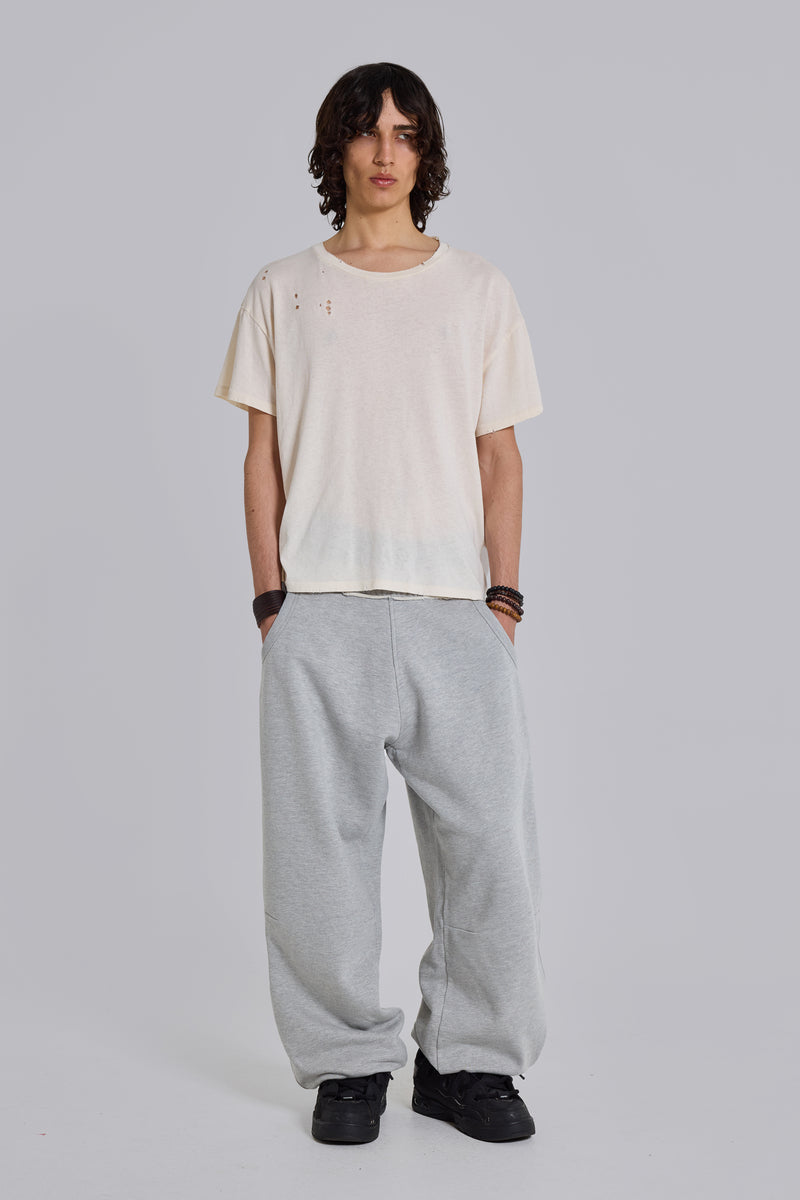 Grey Marl Cuffed Baggy Monster Joggers