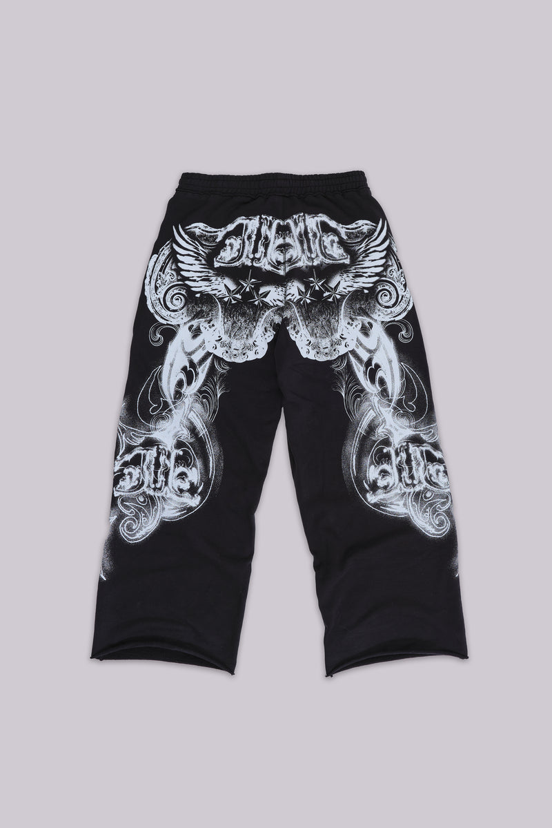 Black Gothic Print Baggy Monster Joggers