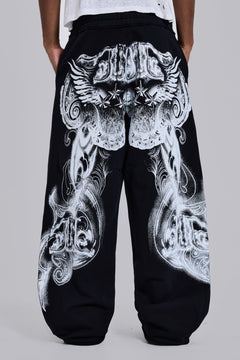 Black Gothic Print Baggy Monster Joggers – view 1
