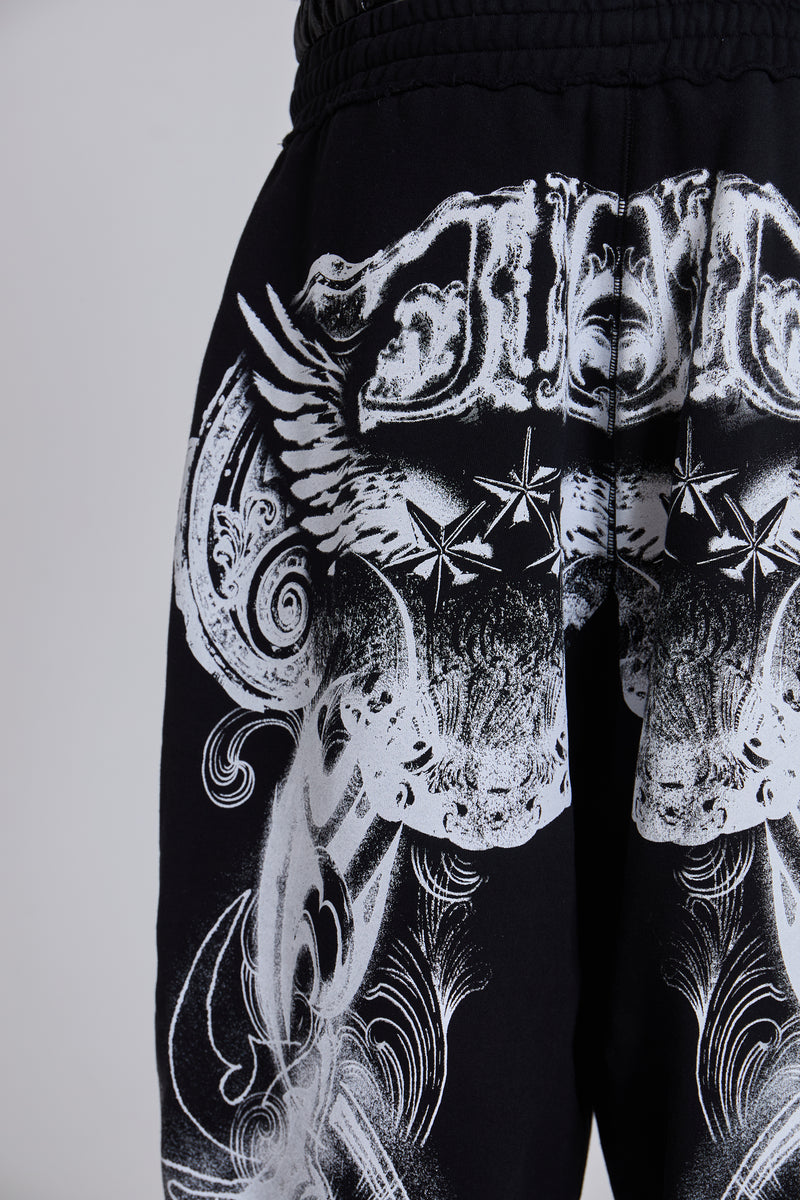 Black Gothic Print Baggy Monster Joggers