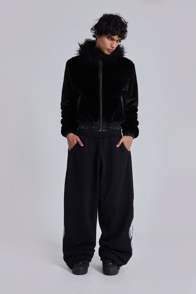Black Gothic Print Baggy Monster Joggers