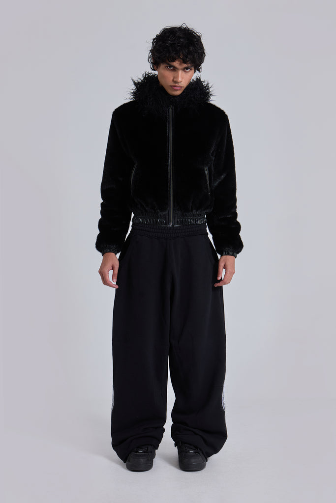 Black Gothic Print Baggy Monster Joggers