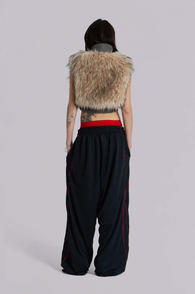 Black Mesh Vapor Tracksuit Bottoms