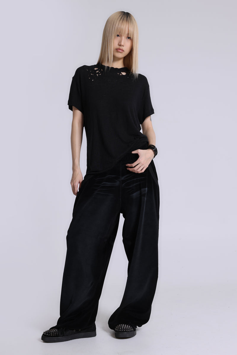 Denim Wash Velour Monster Joggers