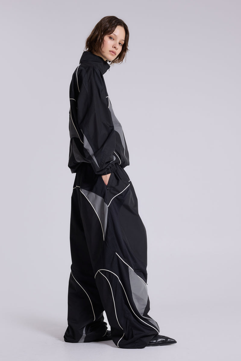 Black Panelled Vapor Joggers