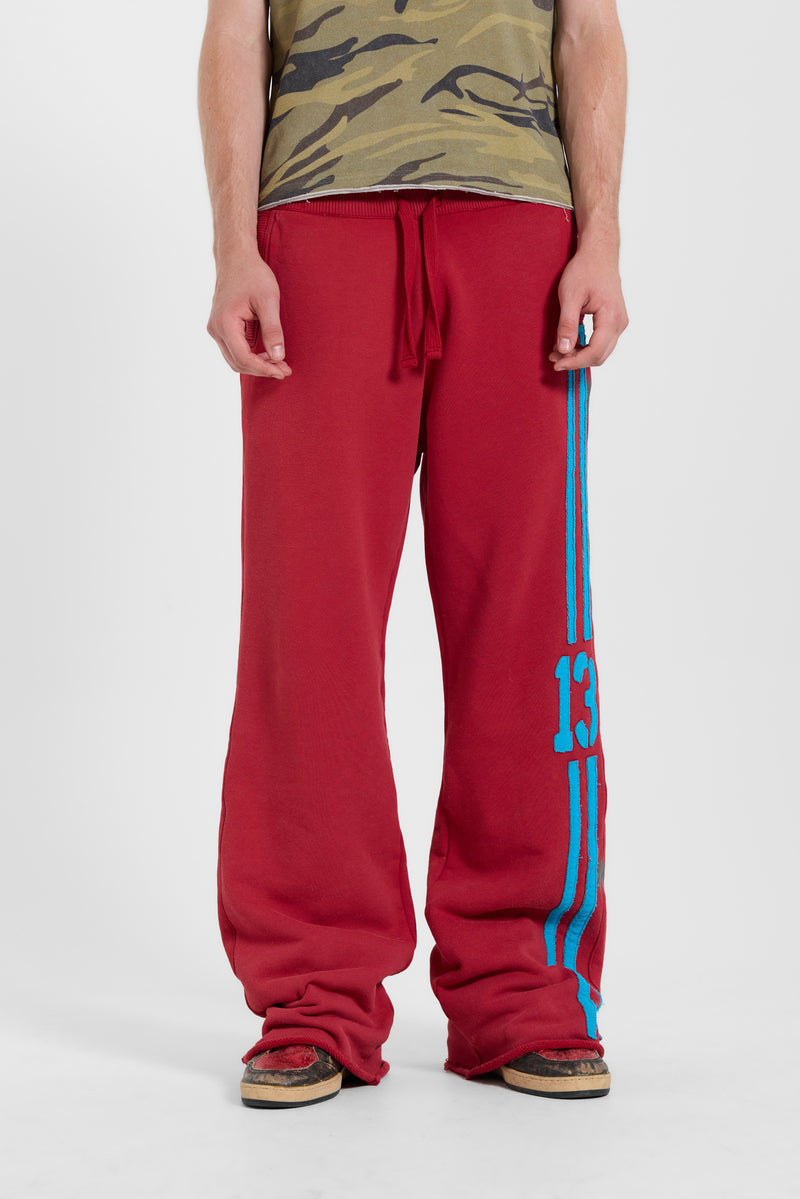 13 Stripe Straight Jogger in Red
