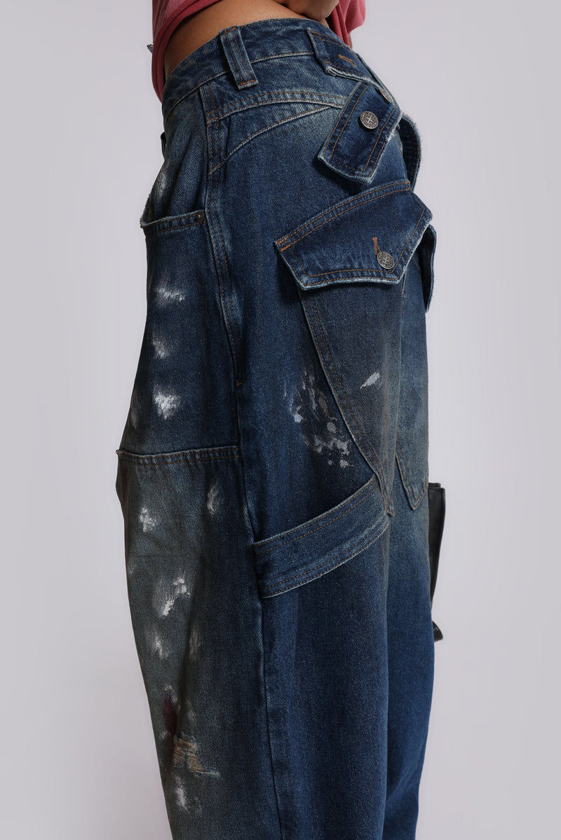 Splatter Cinch Carpenter Jeans