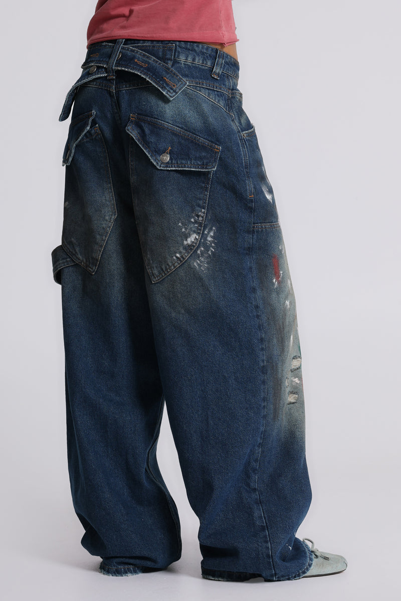 Splatter Cinch Carpenter Jeans