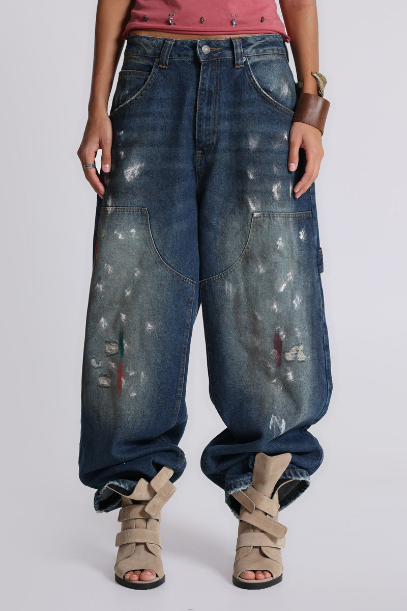 Splatter Cinch Carpenter Jeans