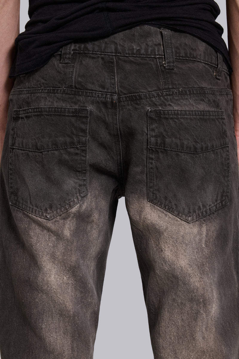 Brown Creased Drift Bootcut Jeans