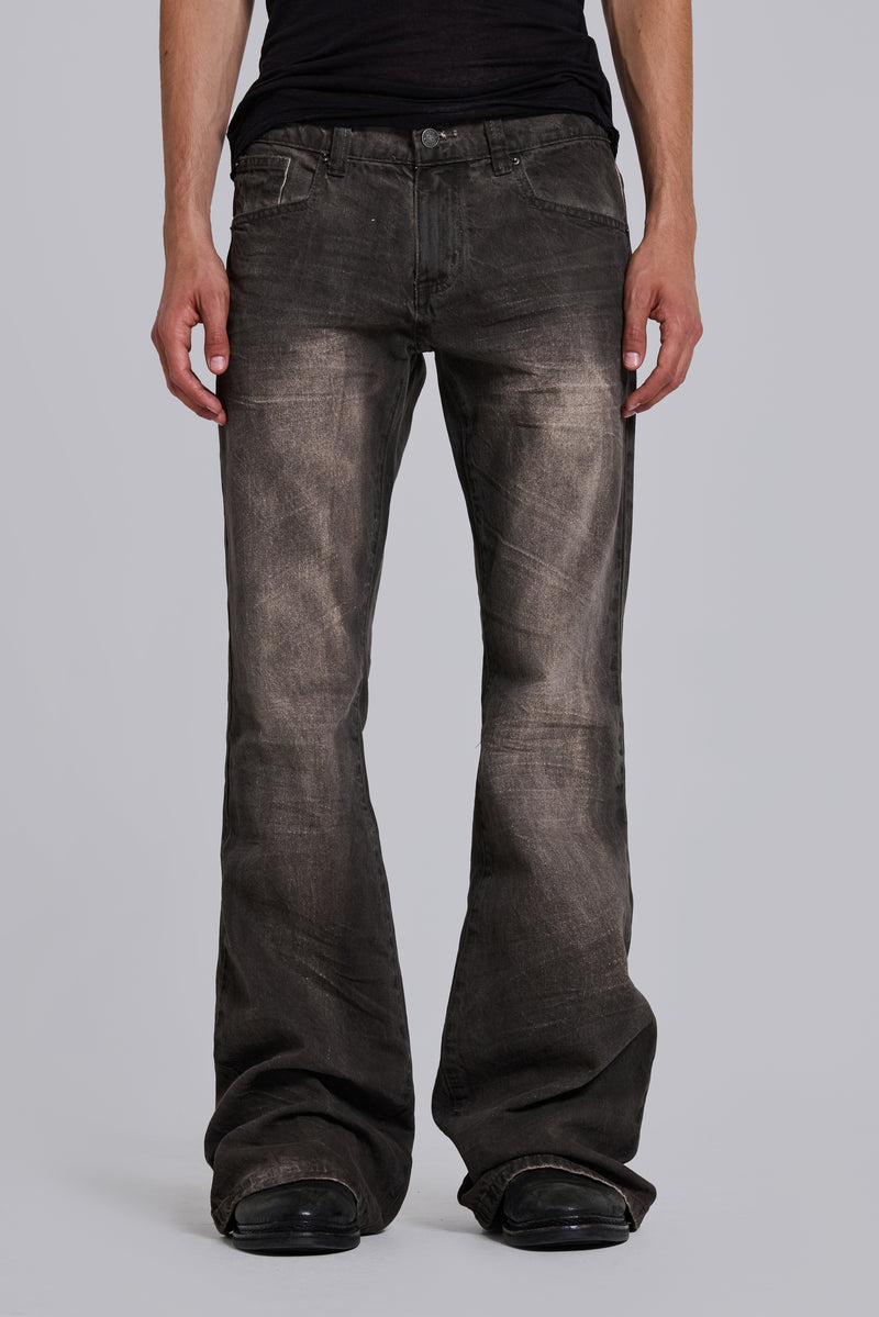 Brown Creased Drift Bootcut Jeans