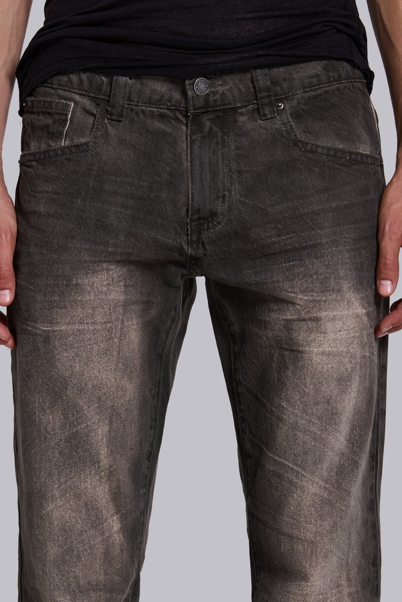 Brown Creased Drift Bootcut Jeans