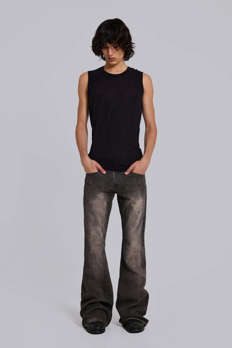 Brown Creased Drift Bootcut Jeans