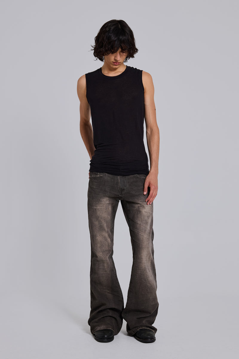 Brown Creased Drift Bootcut Jeans