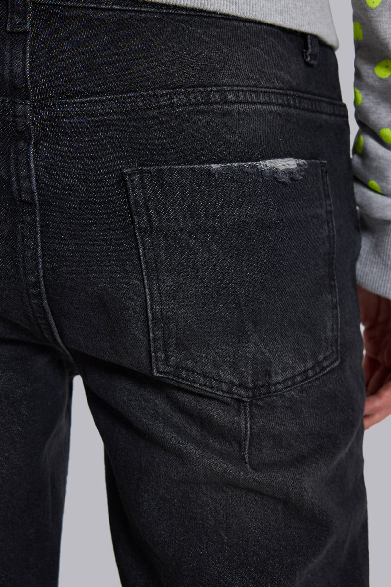 Washed Black Drain Jeans