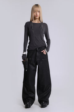 Coated Zip Colossus Jeans - W26 / أسود
