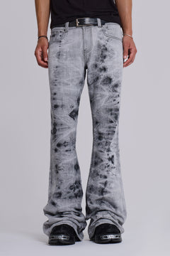 Grey Tie Dye Drift Bootcut Jeans - W38 / Grey