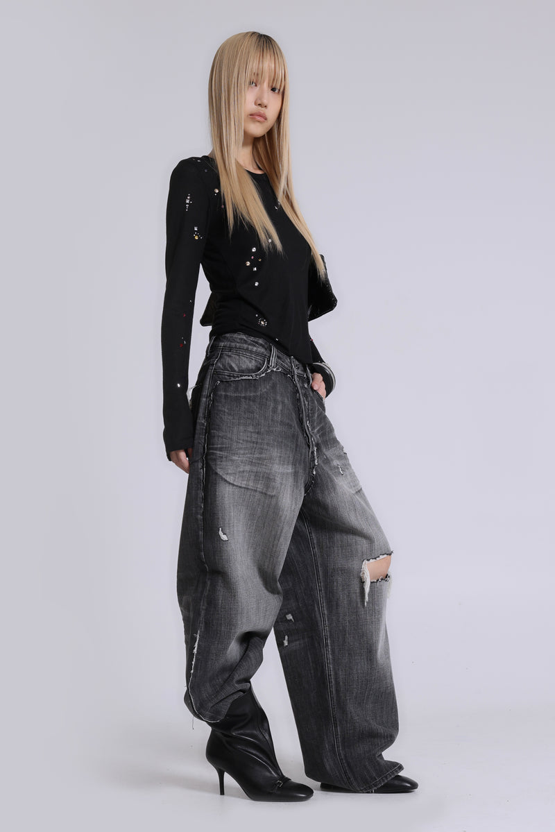 Black Eroded XL Colossus Jeans