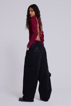 Black Skull Cord Colossus Jeans - W28 / Black