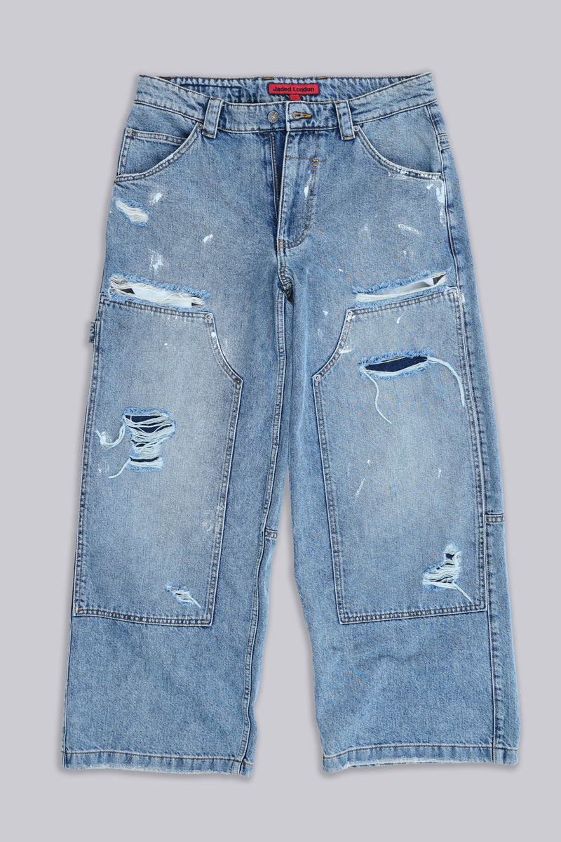 Blue Vintage Distressed Carpenter Jeans
