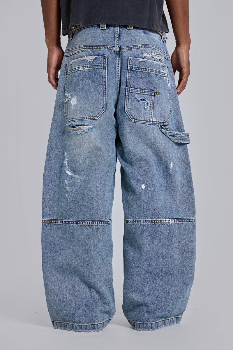 Blue Vintage Distressed Carpenter Jeans