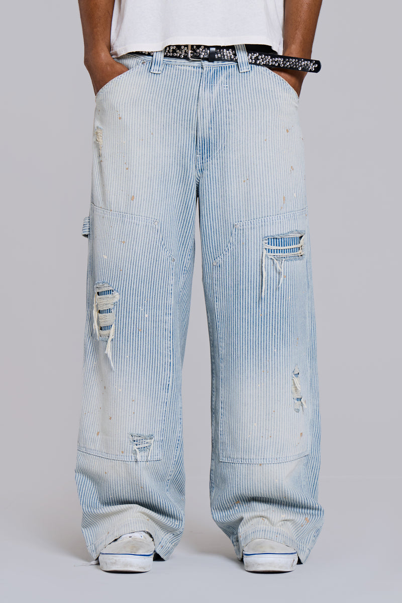 Pinstripe Double Knee Carpenter Jeans