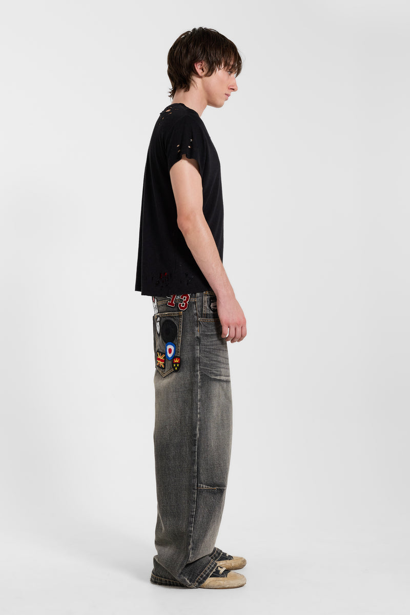 Multi Badge Grey Colossus Jeans – view 6