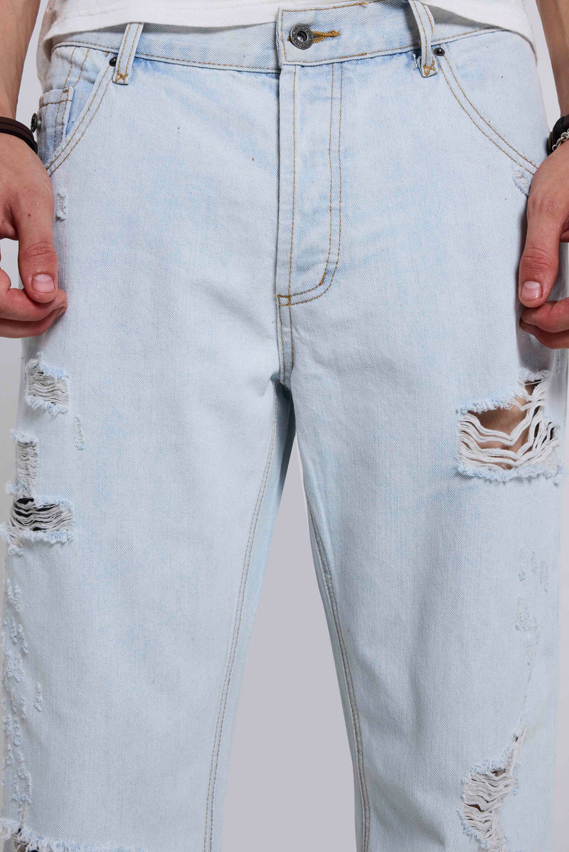 Bleach Straight Leg Distressed Jeans