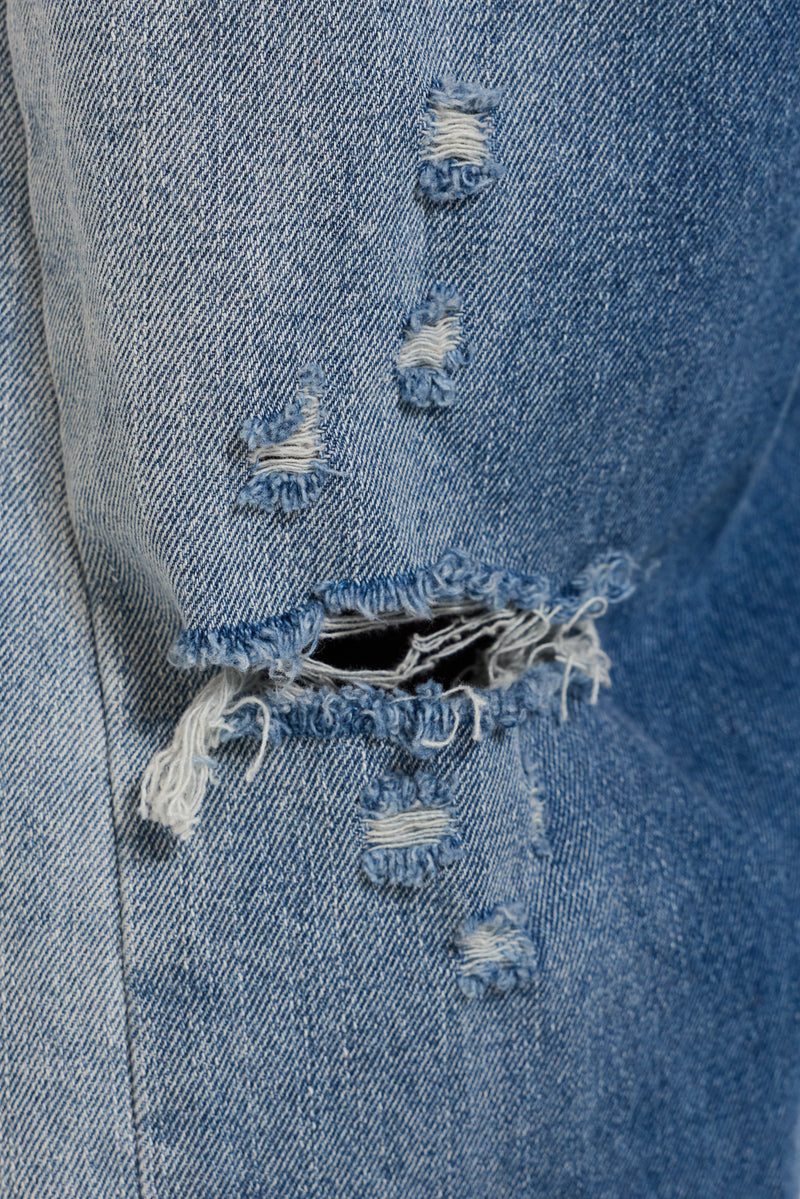 Mid Blue Baggy Twisted Seam Jeans