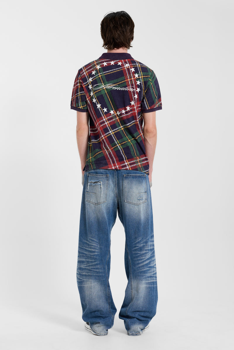 Mid Blue Baggy Twisted Seam Jeans