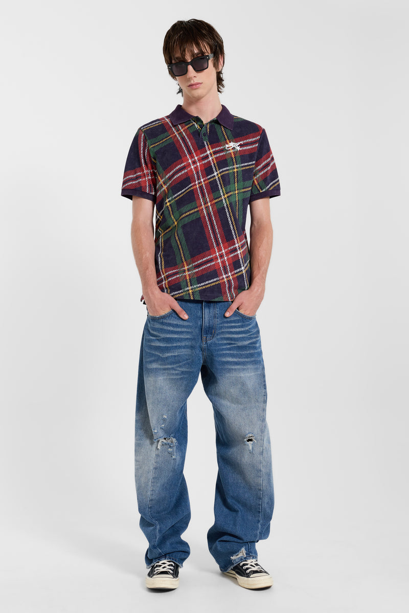 Mid Blue Baggy Twisted Seam Jeans