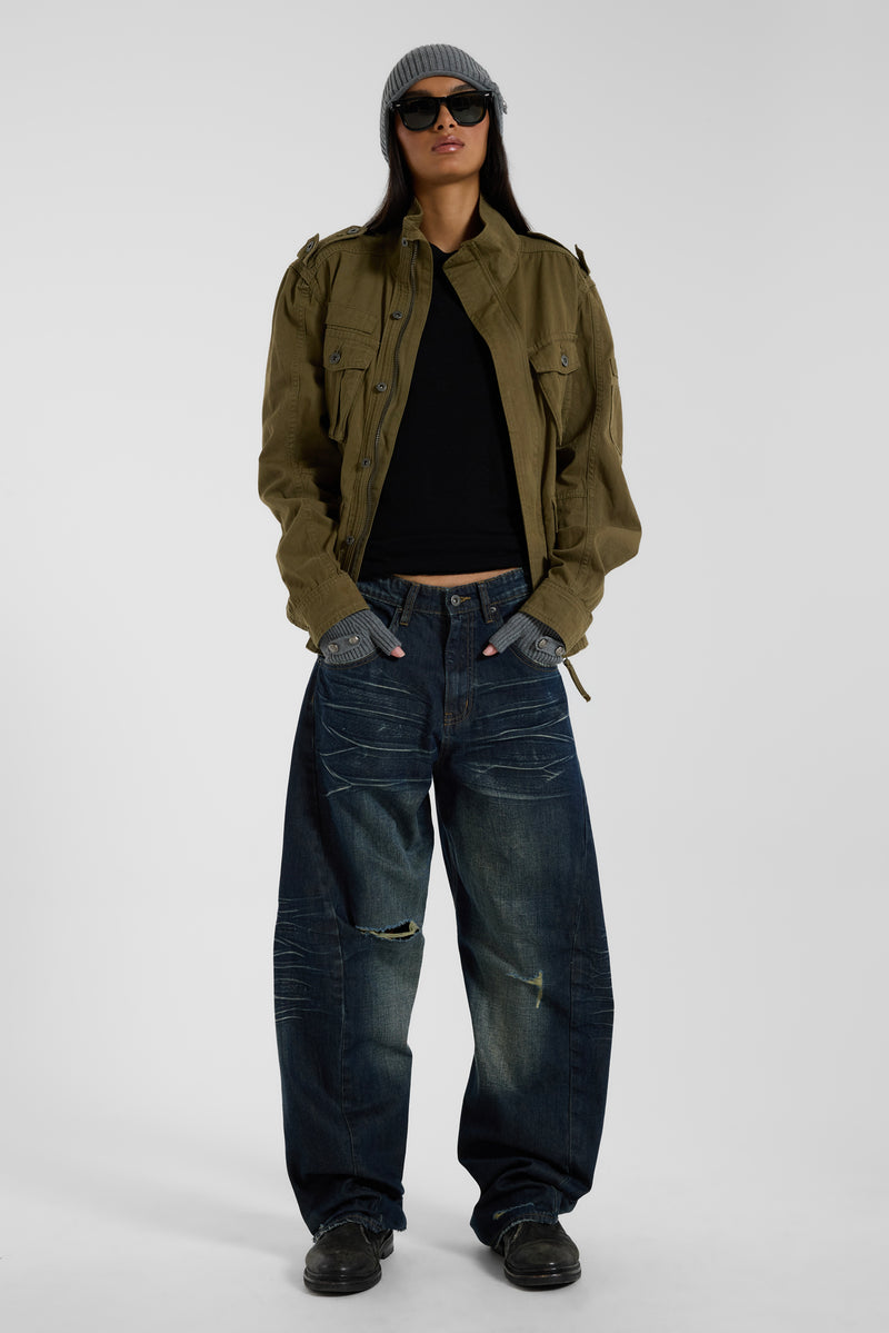 Indigo Baggy Twisted Seam Jeans