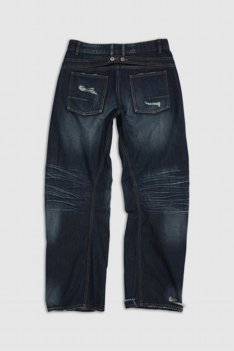Indigo Baggy Twisted Seam Jeans