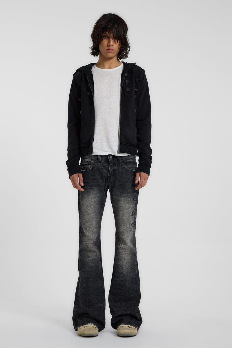 Creased Print Black Drift Jean