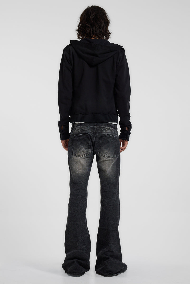 Creased Print Black Drift Jean
