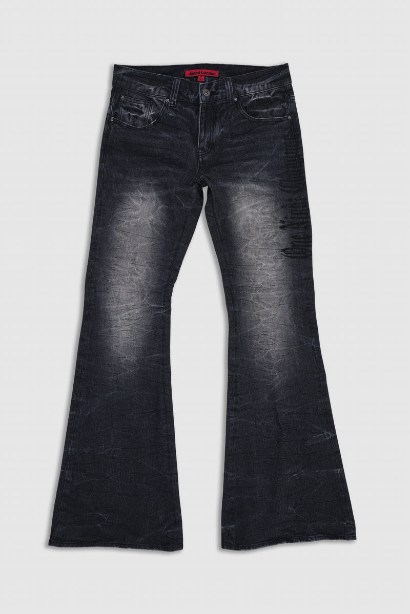 Creased Print Black Drift Jean