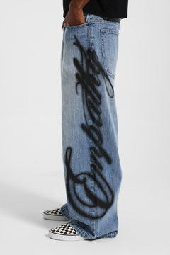 Light Wash Airbrush Empathy XL Colossus Jeans - W30 / Blue