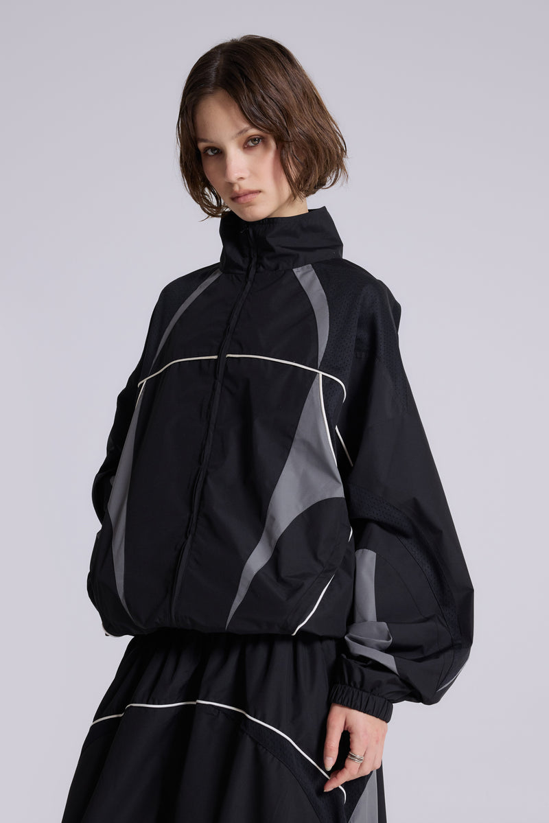Black Panelled Vapor Jacket