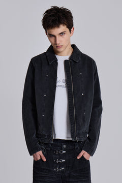 Stud Denim Jacket - XXS / Black