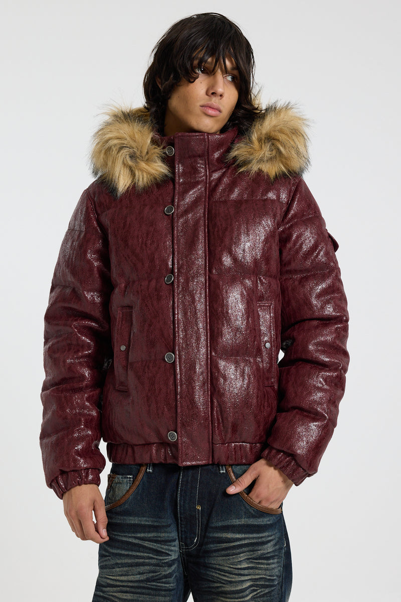 Burgundy Phantom Puffer Jacket