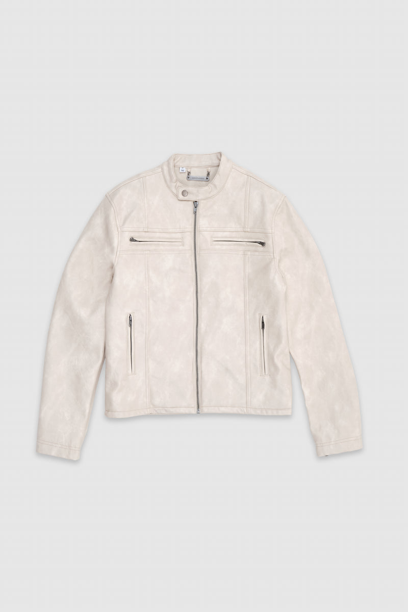 Piston Off White Faux Leather Jacket