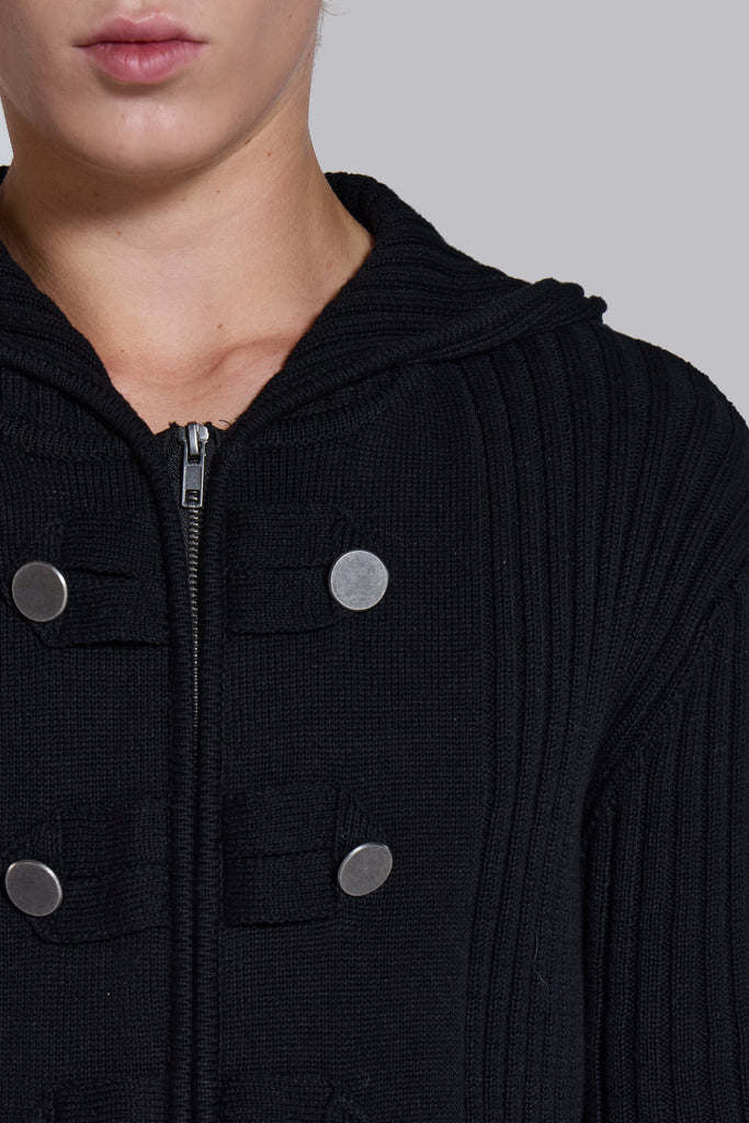 Hooded Military Knit Jumper