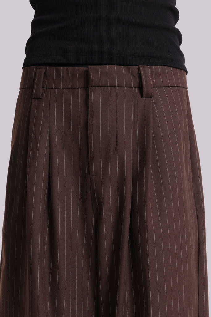 Chocolate Brown Pinstripe Goliath Suit Pants
