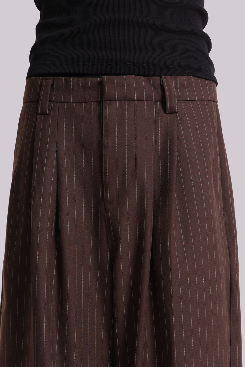 Chocolate Brown Pinstripe Goliath Suit Pants
