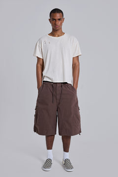 Brown Parachute Cargo Baggy Shorts – view 1