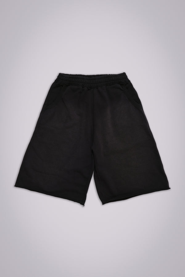 Washed Black Monster Jogger Baggy Shorts