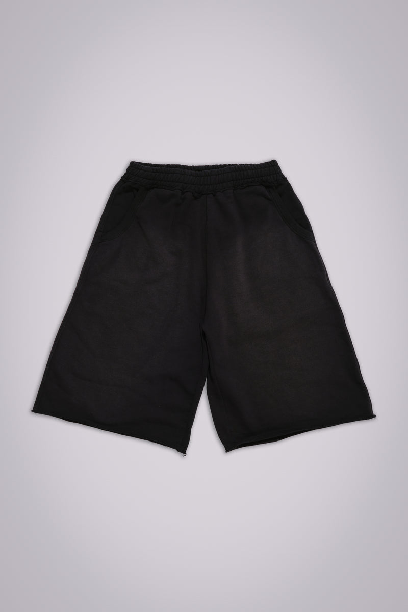 Washed Black Monster Jogger Baggy Shorts