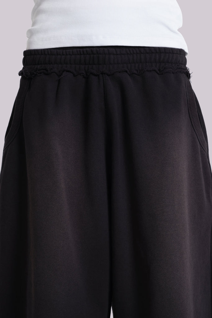 Washed Black Monster Jogger Baggy Shorts